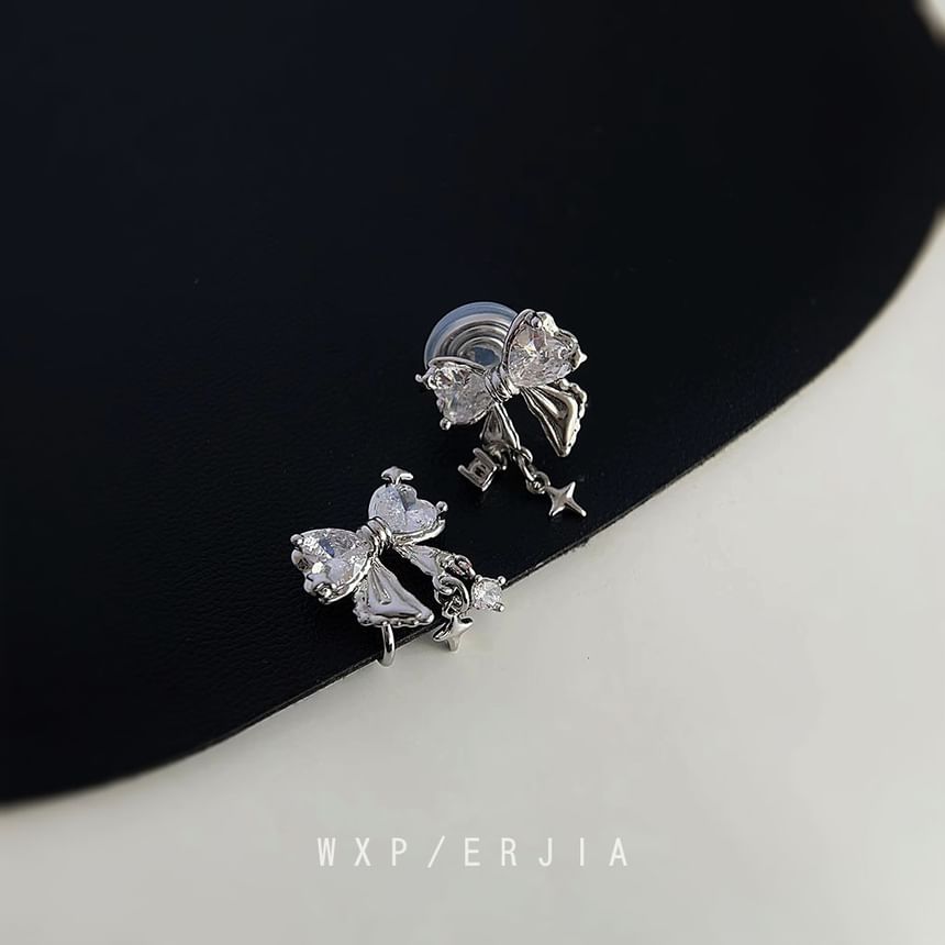 Earring Rhinestone Bow Alloy Drop