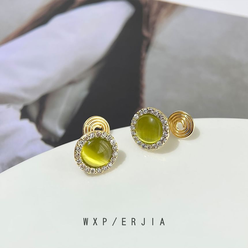 Ear Eye Faux Stone Rhinestone Cuff Alloy Cat