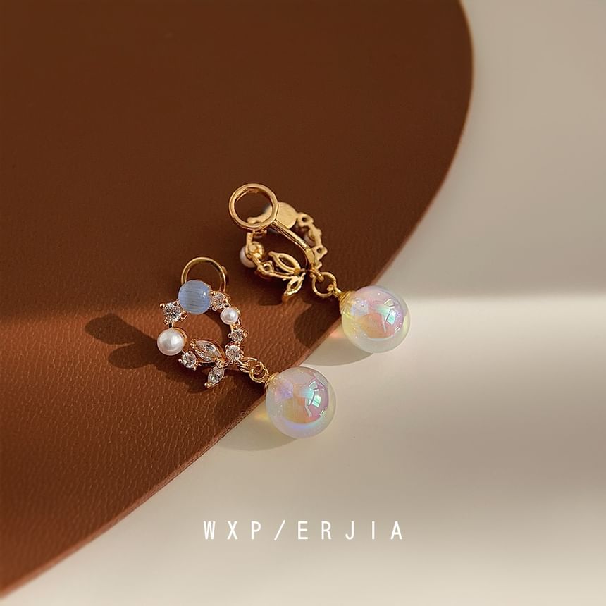 Alloy Rhinestone Earring Faux Drop Pearl