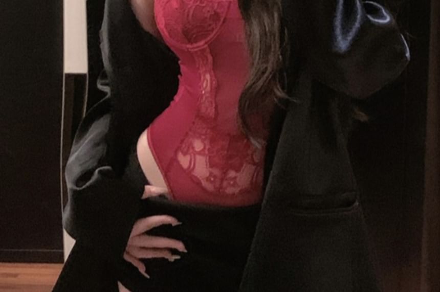 Halter Lace-Panel Cutout Bodysuit Top