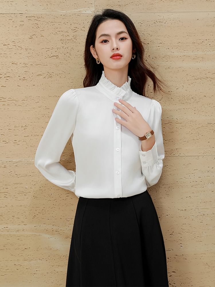 Long-Sleeve Shirt Set with Skirt