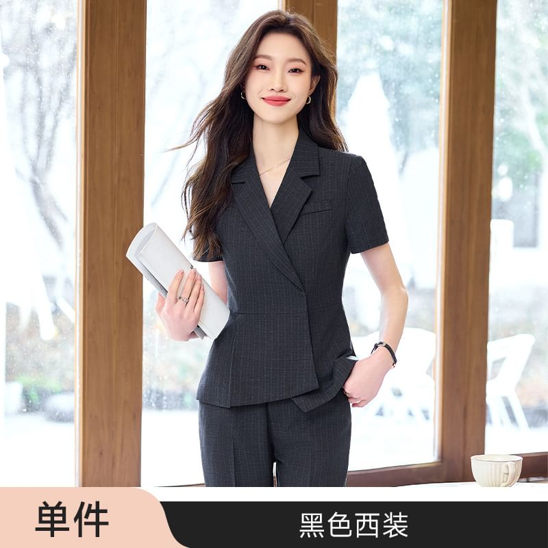 Asymmetrical Blazer Set with Pants and Skirt