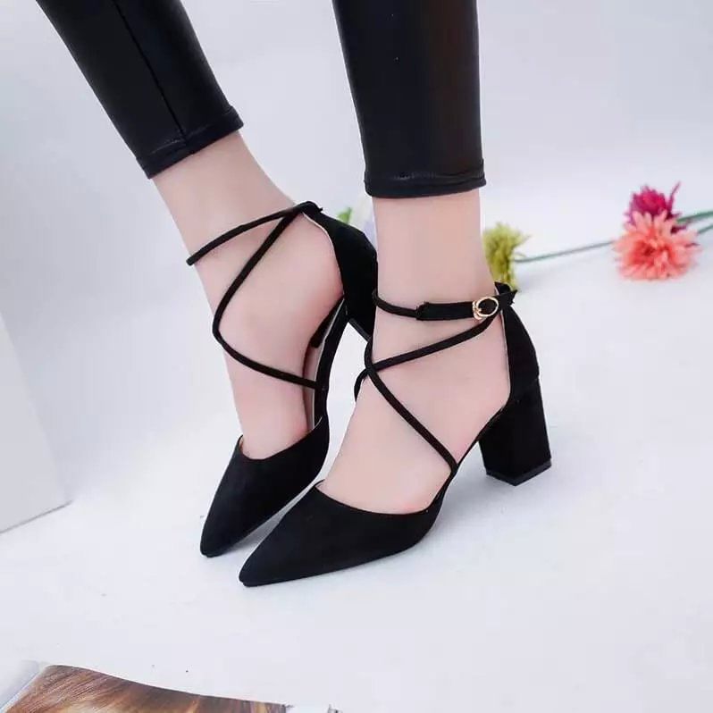 Heel Pointed Ankle Sandals Strap Chunky