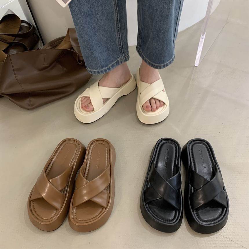 Strap Sandals Platform Slide Cross