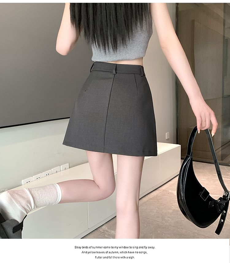 Pleated Mini A-Line Skirt with High Waist