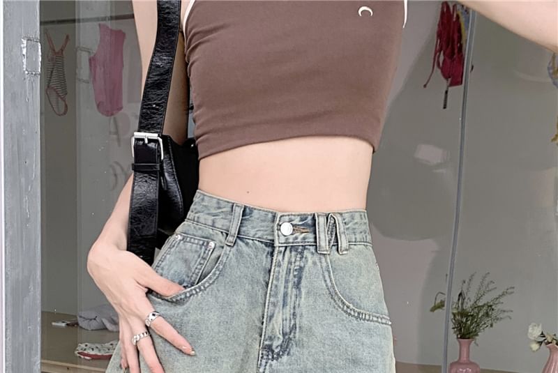 High Waist Distressed Denim Shorts