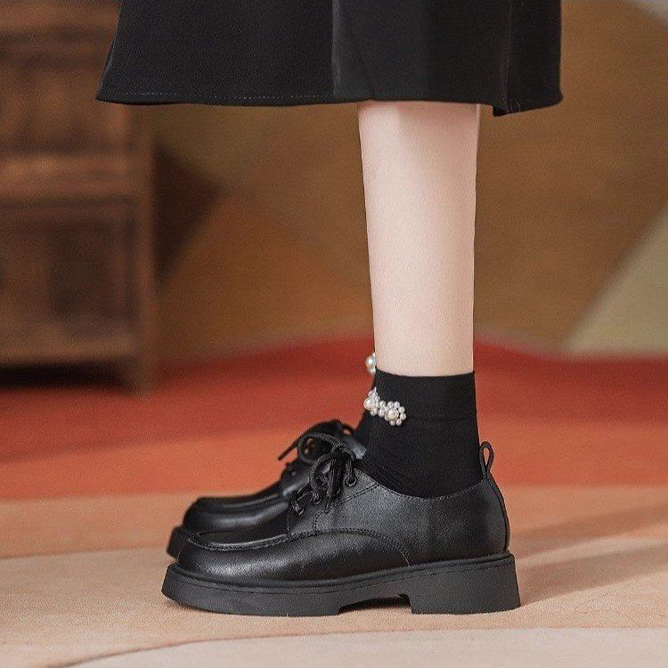 Platform Chunky Heel Shoes Lace-Up