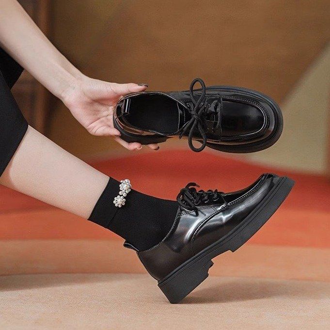 Platform Chunky Heel Shoes Lace-Up