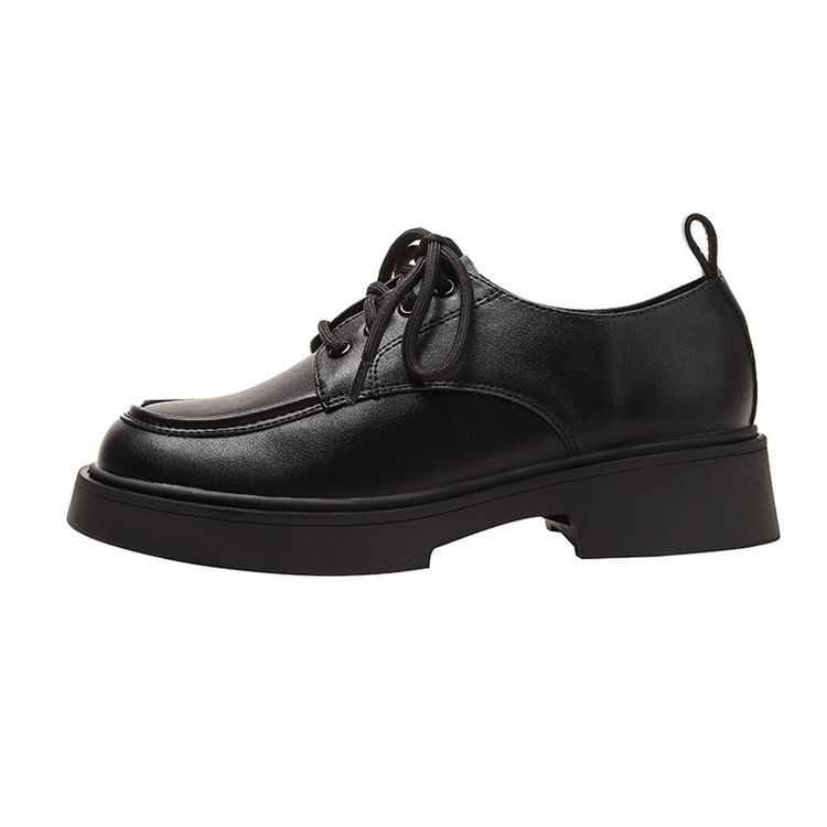 Platform Chunky Heel Shoes Lace-Up