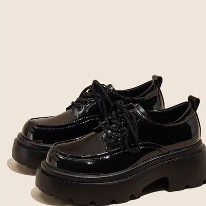 Shoes Lace-Up Chunky Platform Heel