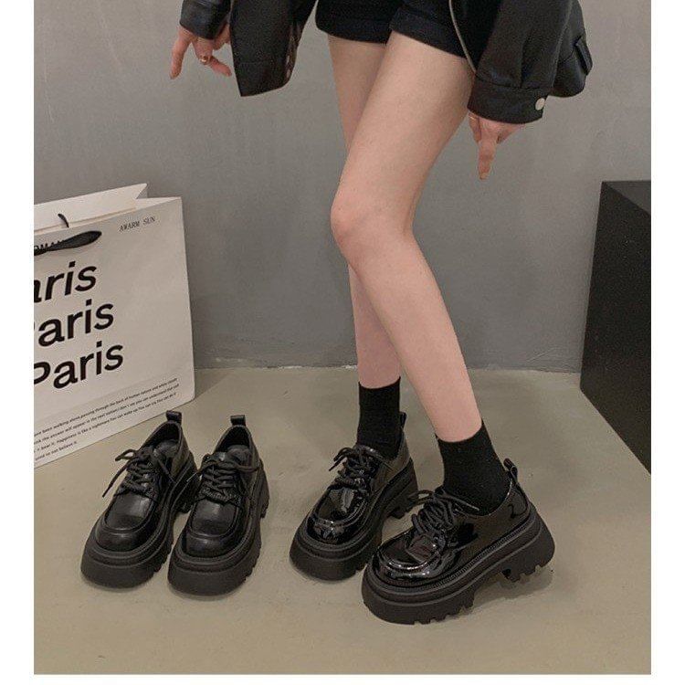 Chunky Platform Shoes Lace-Up Heel