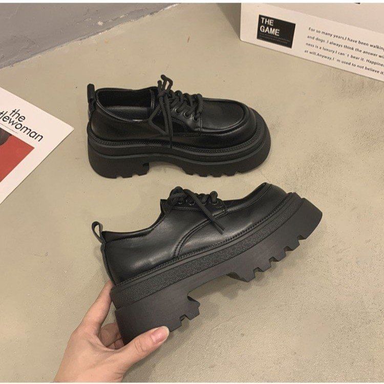 Chunky Platform Shoes Lace-Up Heel