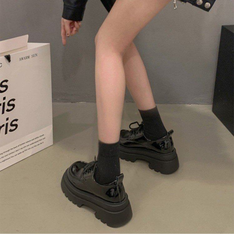 Chunky Platform Shoes Lace-Up Heel