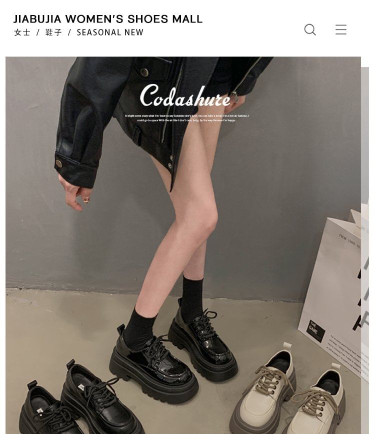 Chunky Platform Shoes Lace-Up Heel