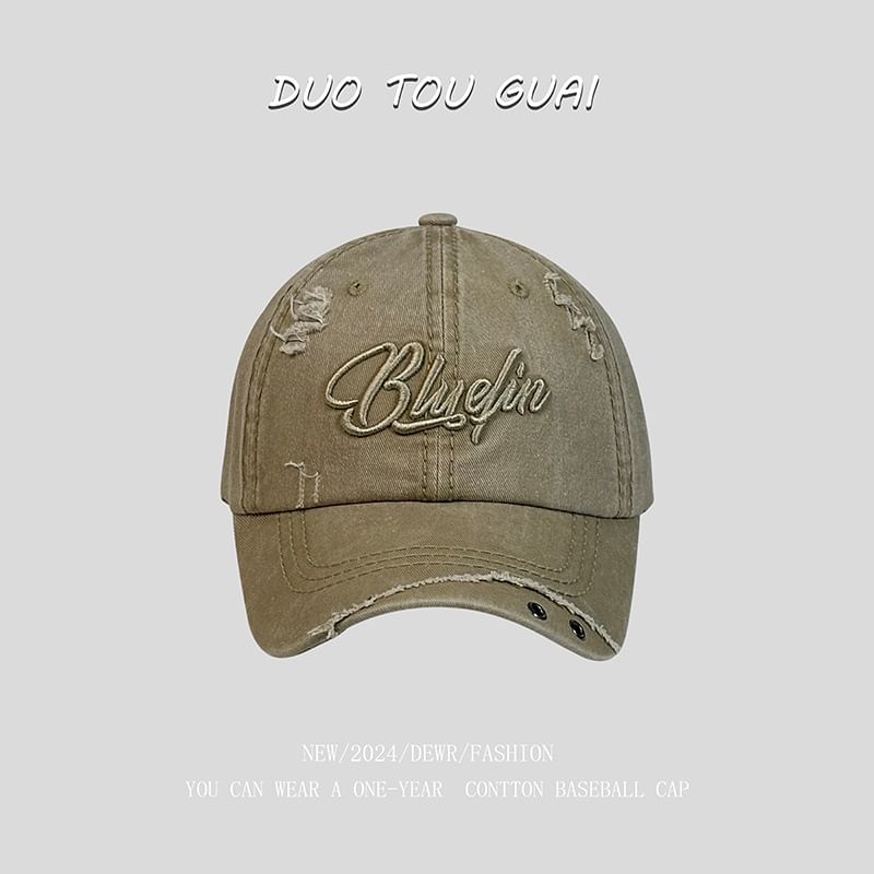 Baseball Distressed Cap Letter Embroidered