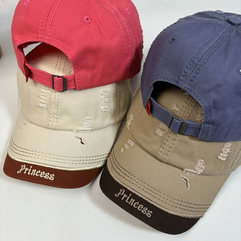 Baseball Letter Cap Distressed Embroidered