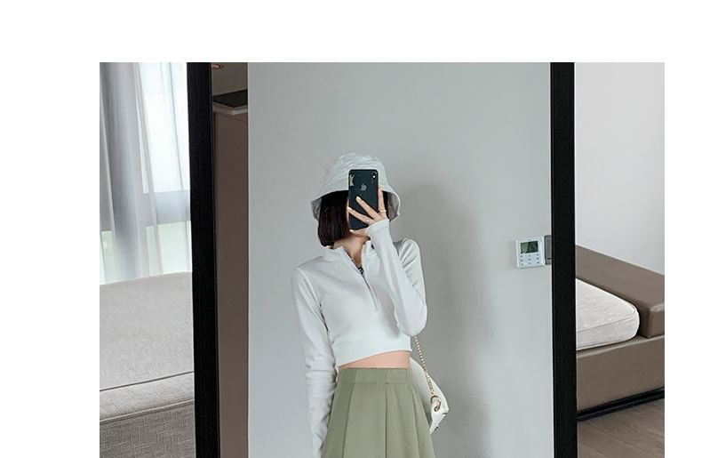 Plain High A-Line Midi Skirt Waist