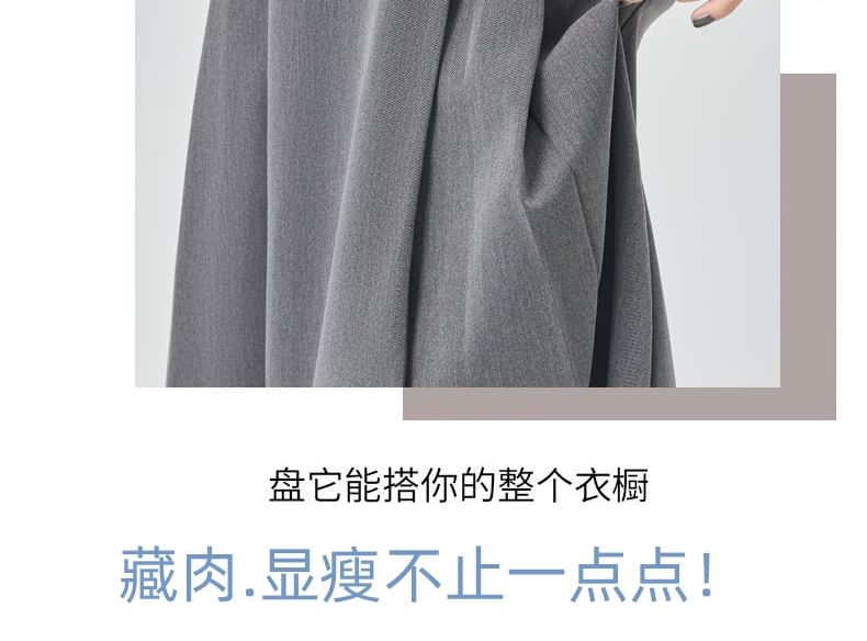 Pleated A-Line Midi Skirt with High Waist