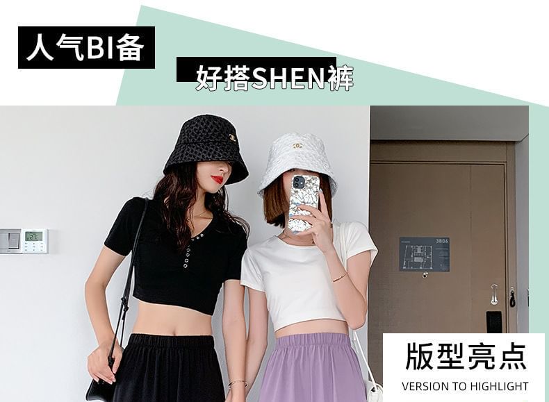 Pants Designs) Leg Straight (Various Elastic Waist Plain