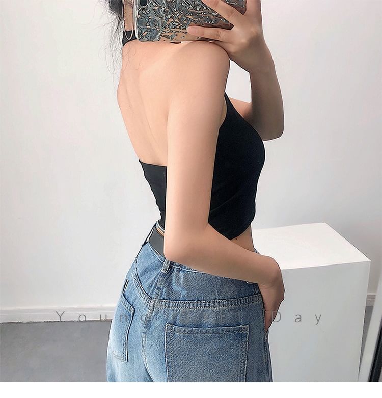 Plain Crop Top Halter