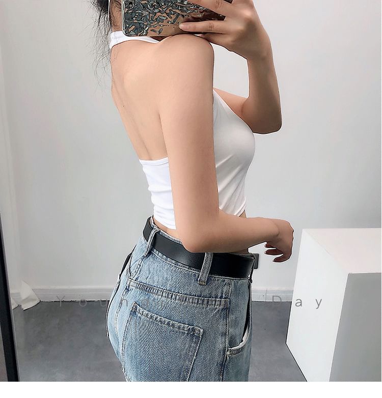 Plain Crop Top Halter