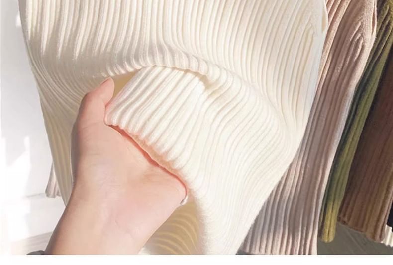 Tank Crew Knit Ribbed Top Neck Plain