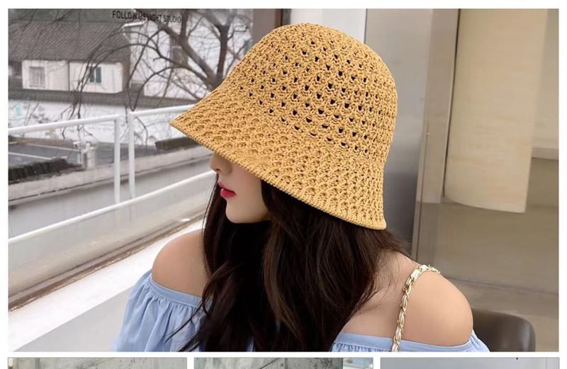 Bucket Plain Straw Hat