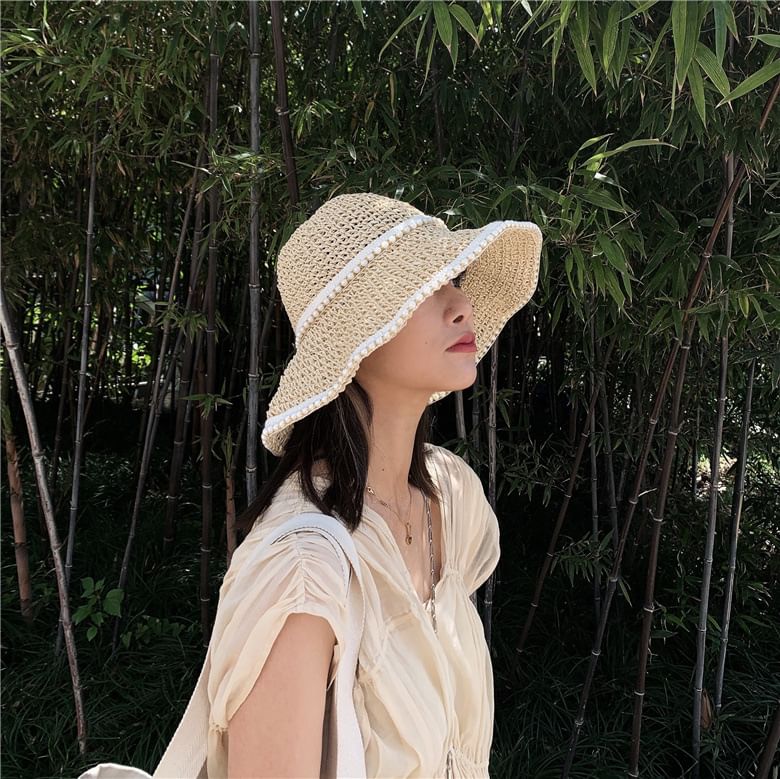 Sun Pearl Straw Faux Hat
