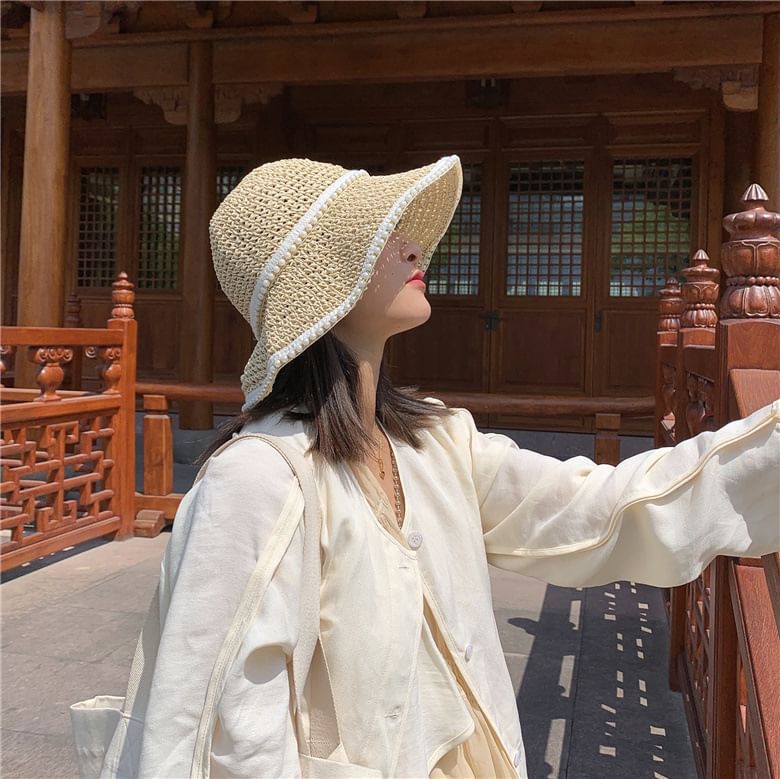 Sun Pearl Straw Faux Hat