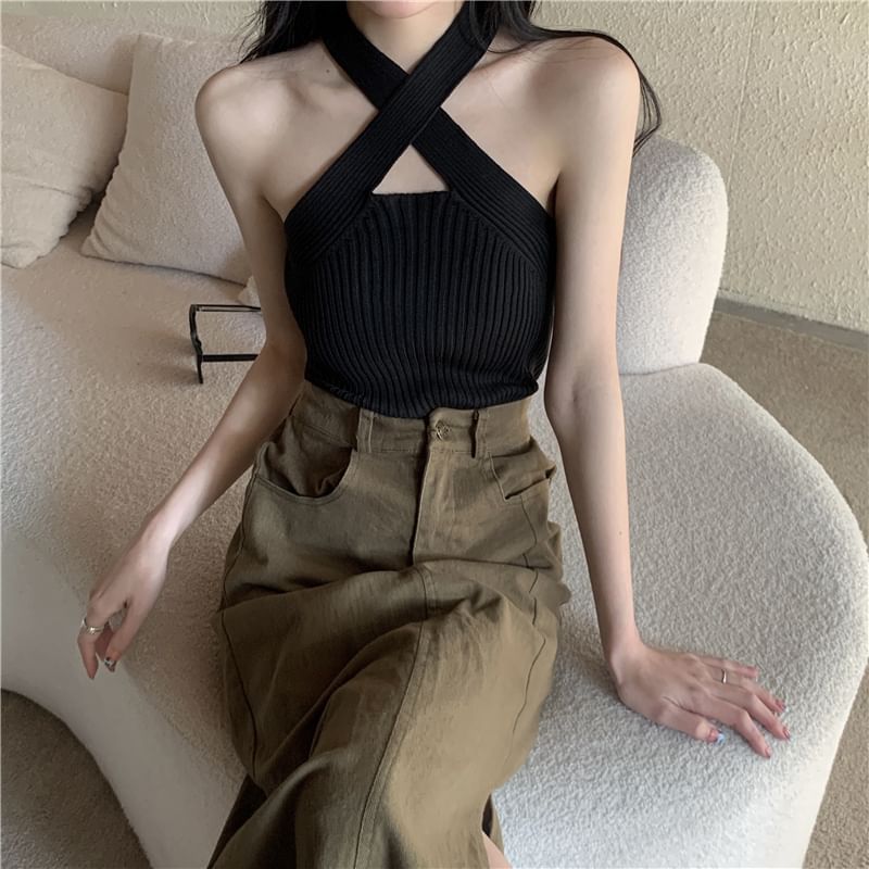 Cross Crop Plain Top Strap