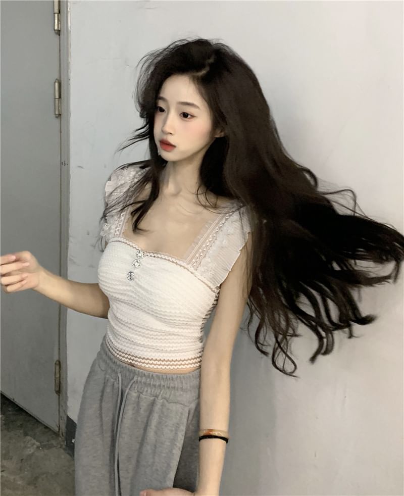 Plain Neck Top Square Tank Crop