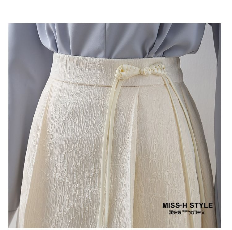 Plain A-Line Midi Skirt with Mid Rise