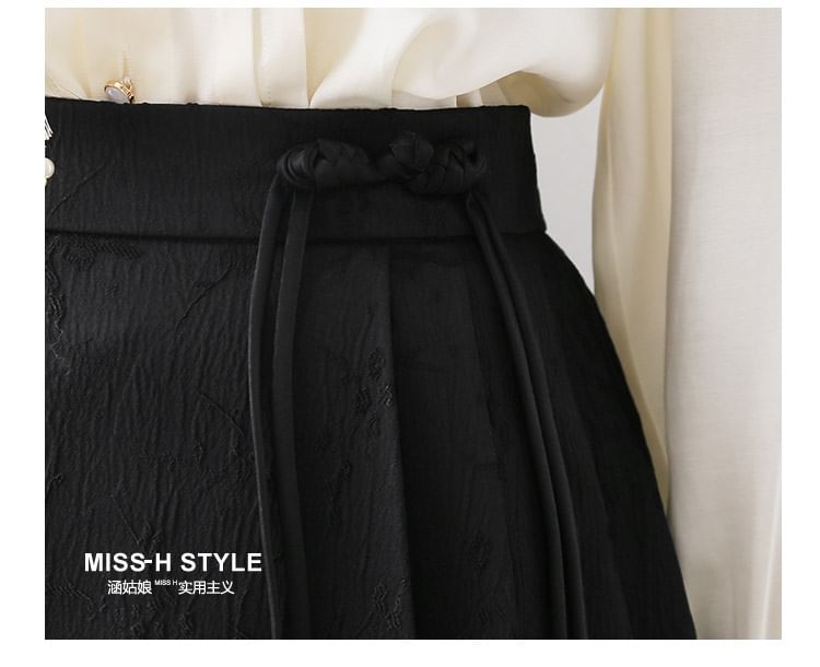 Plain A-Line Midi Skirt with Mid Rise