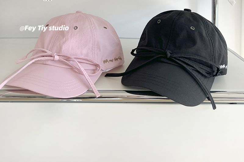 Cap Accent Lettering Bow Baseball Embroidered