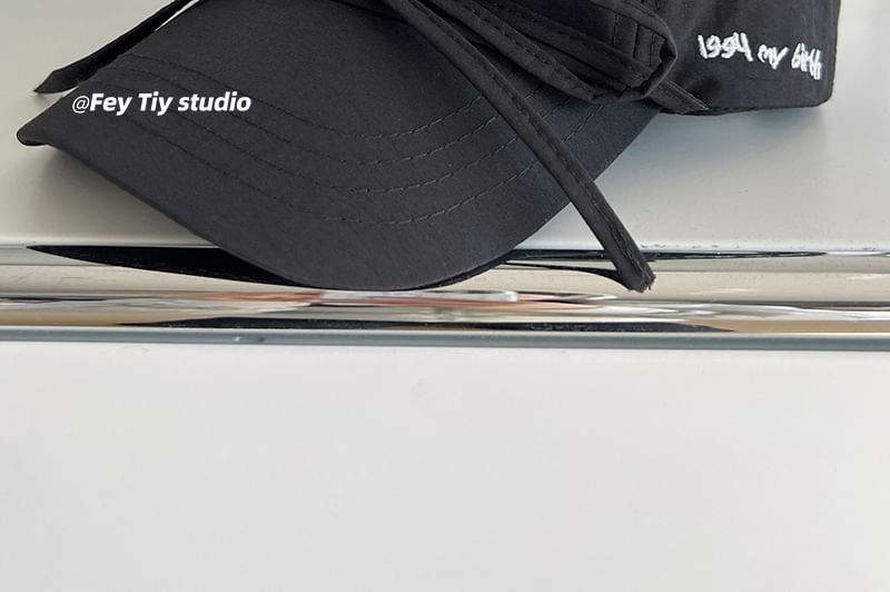 Cap Accent Lettering Bow Baseball Embroidered