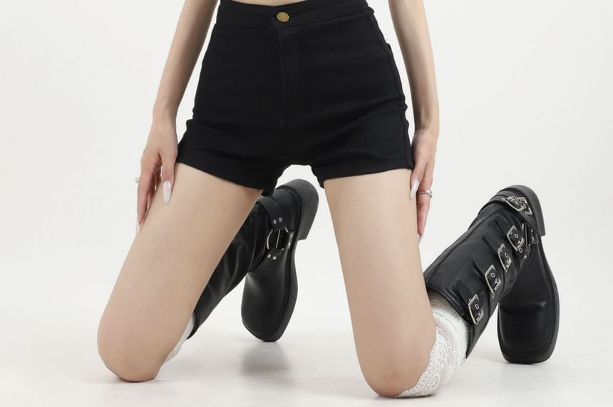 Mid Rise Denim Hot Pants