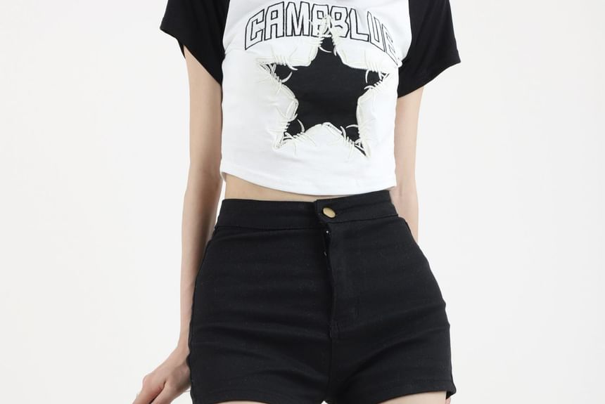 Mid Rise Denim Hot Pants