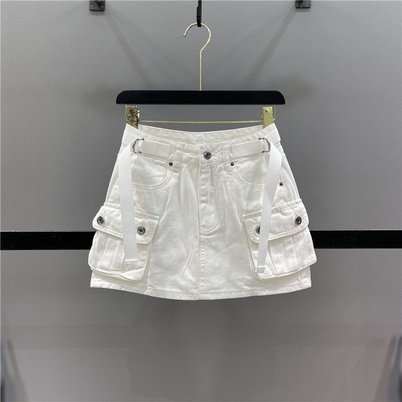 Denim Mini Skirt with Low Waist