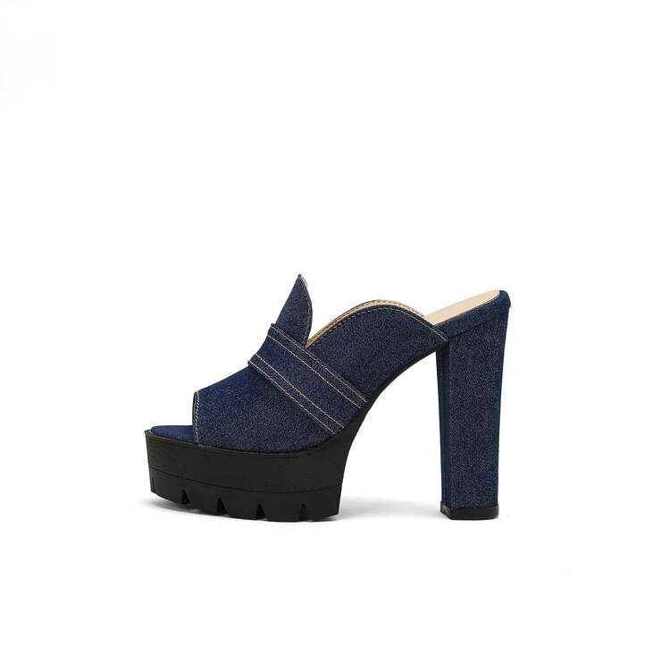 Chunky Sandals Washed Heel Denim