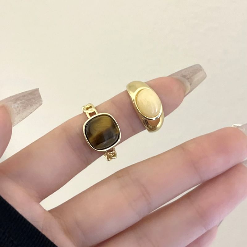 Open Gemstone Ring Set /