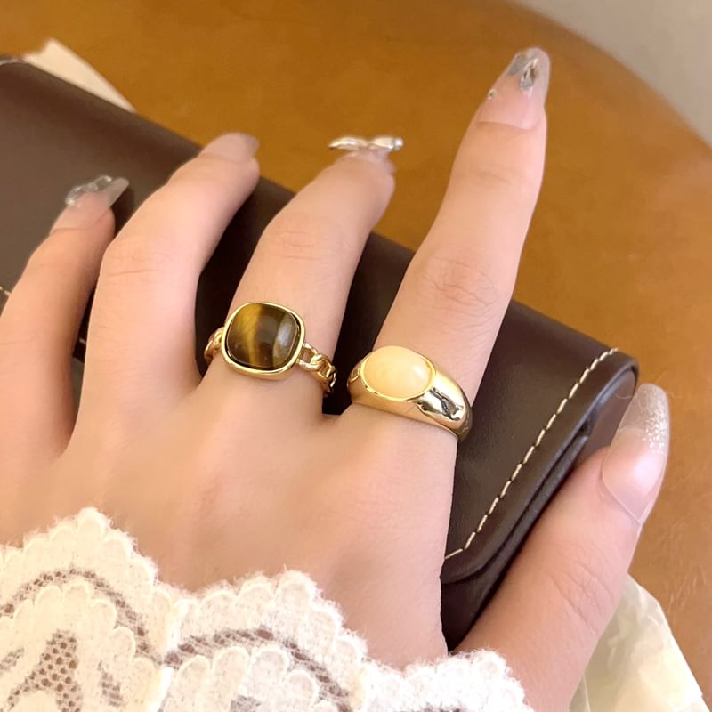 Open Gemstone Ring Set /