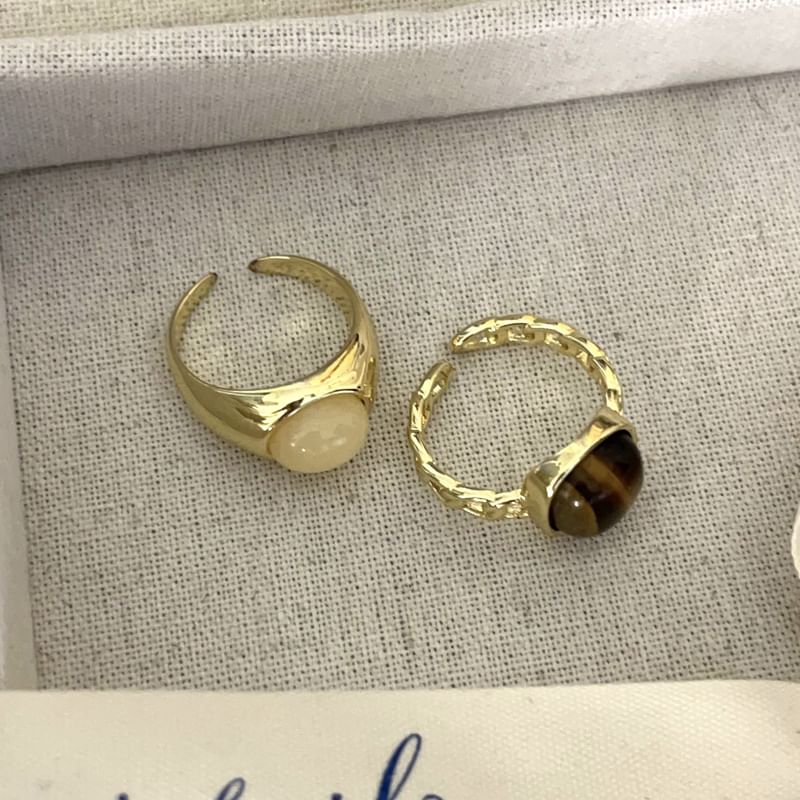 Open Gemstone Ring Set /