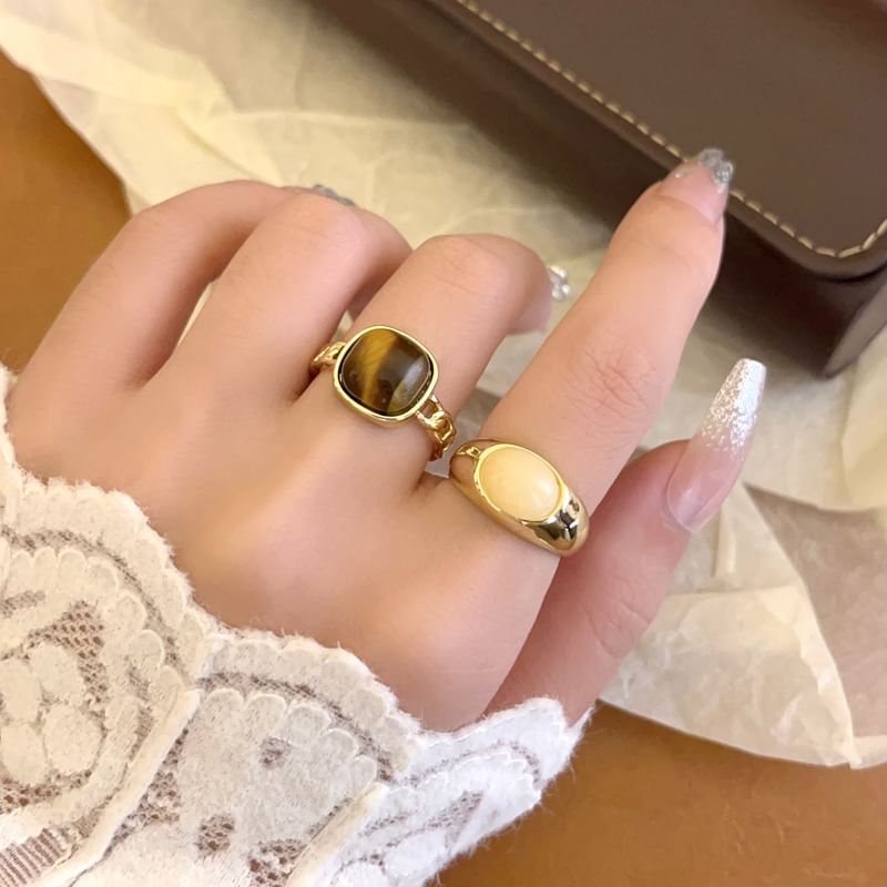 Open Gemstone Ring Set /