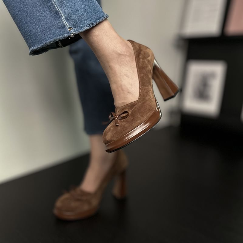 Bow Pumps Heel Chunky