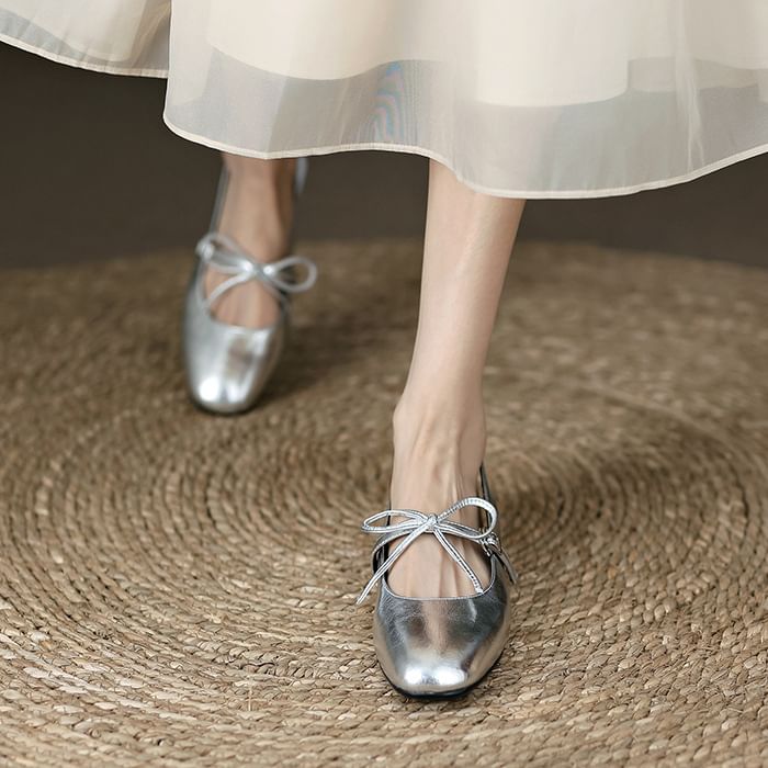 Sandals Bow Slingback Chunky Heel