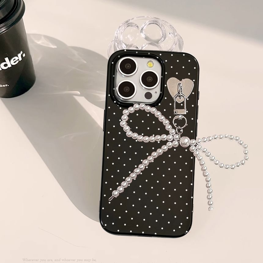 Bow Dotted Case Phone Charm