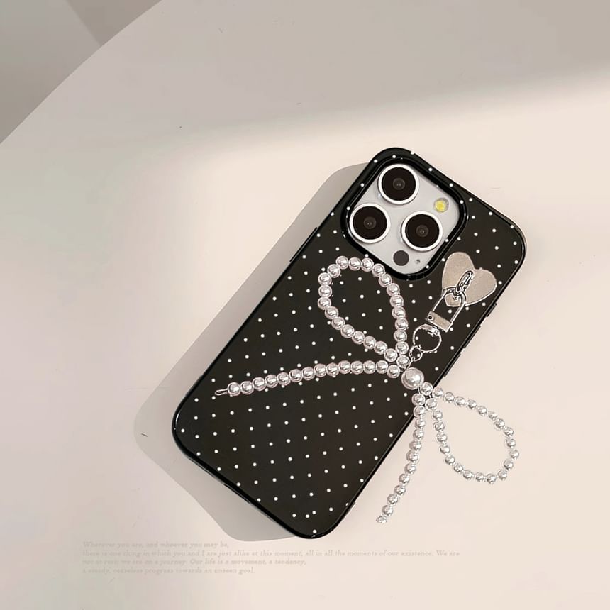 Bow Dotted Case Phone Charm