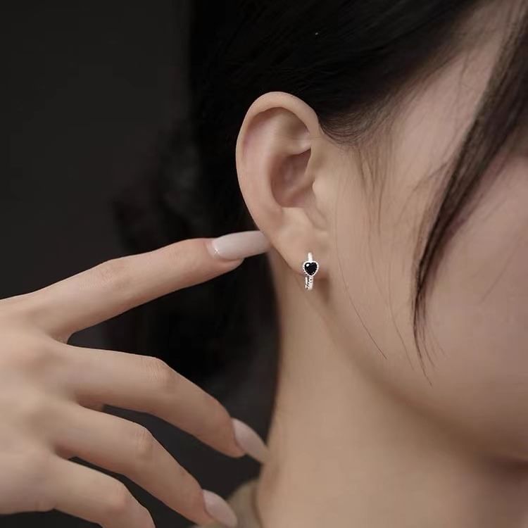 Heart Twisted Sterling Silver Huggie Earring