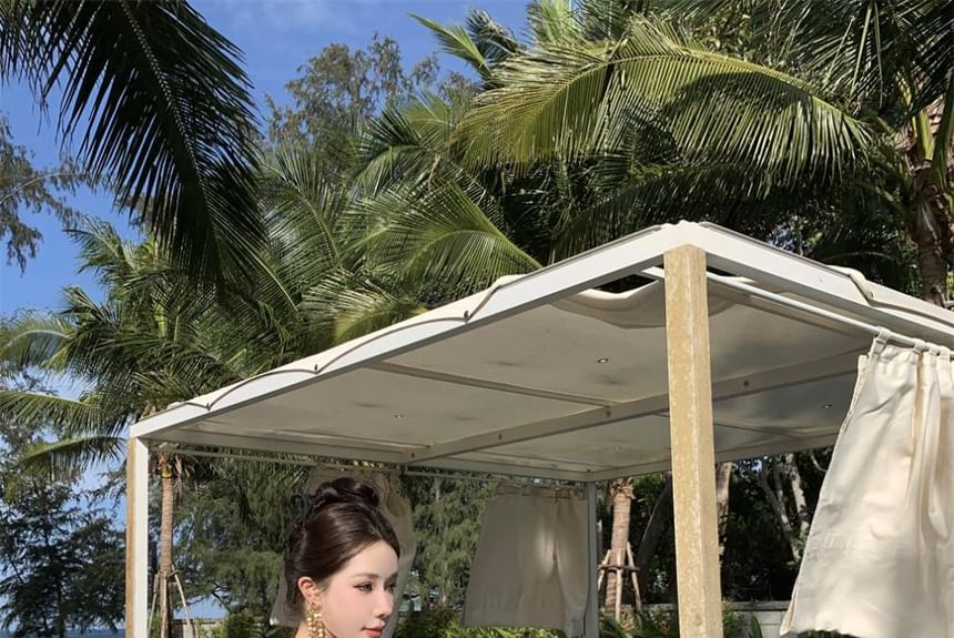 Halter Dress V-Neck Plain Maxi A-Line