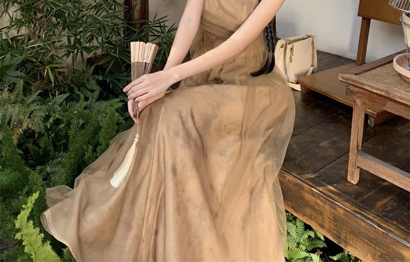 Top Flowy + Skirt Rise Camisole Mid Plain A-Line Set: Maxi